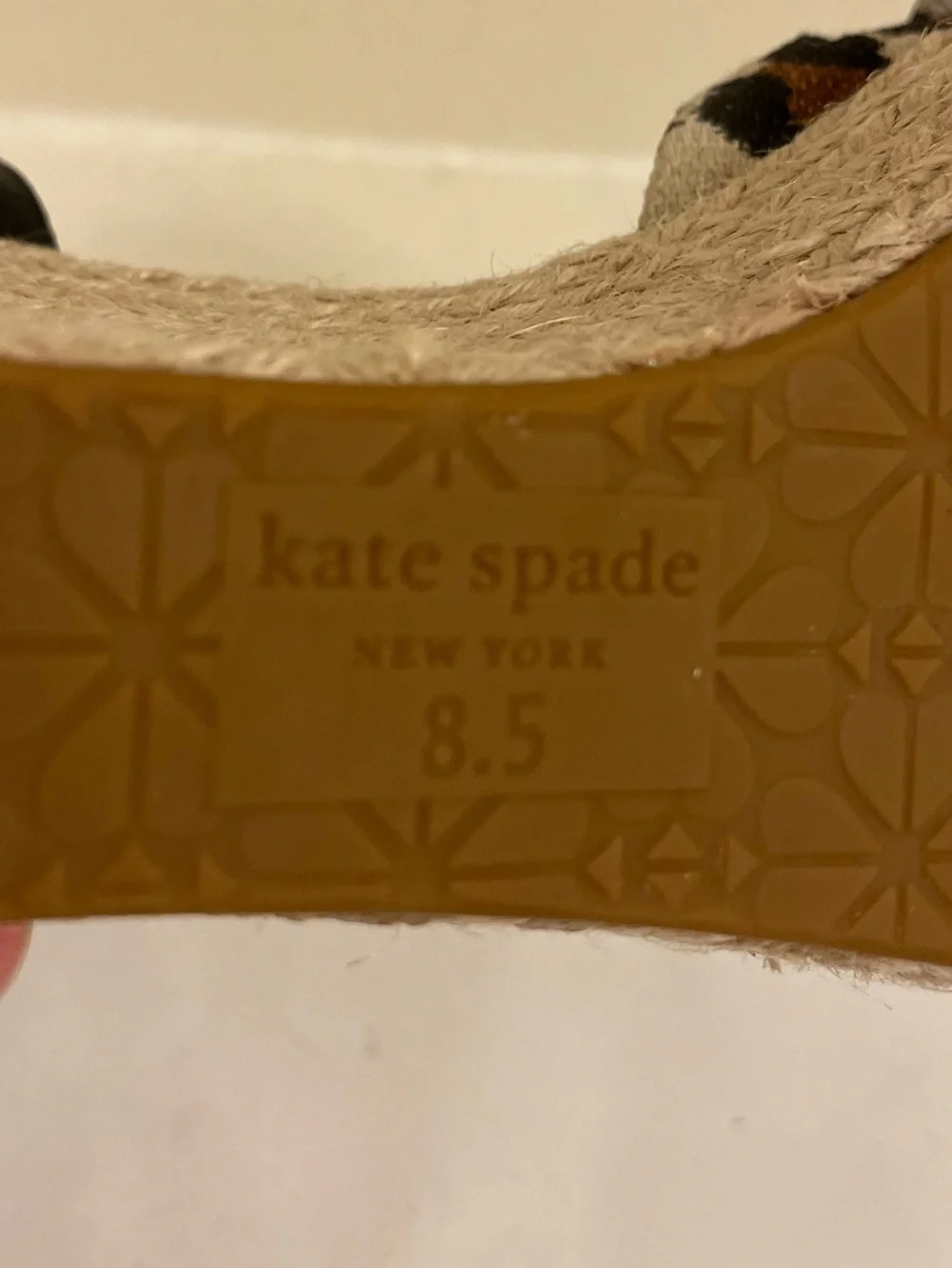 kate spade Leopard Print Wedge Sandals - Black, Brown, Cream - Size 8.5